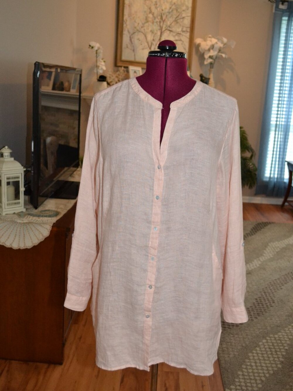 Sigrid Olsen Womens XL Linen Oversized Tunic Pockets Lagenlook Coastal Beachy - Picture 2 of 9